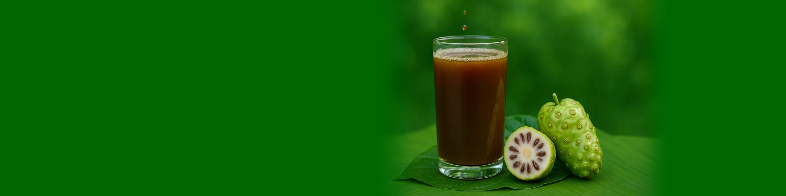 Verre de jus de noni frais et fruits de noni